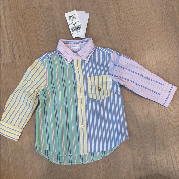 NWT Ralph Lauren Multicolor Striped Kids Button Down Shirt - Picture 2 of 4